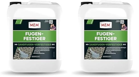 MEM Fugen-Festiger für Sandfugen und zur Sanierung von Fugenrissen, Einfache Anwendung, Gegen Unkrautbewuchs, Wasserdurchlässig, Frostbeständig, Lösemittelfrei, 5 l weiß (Packung mit 2)