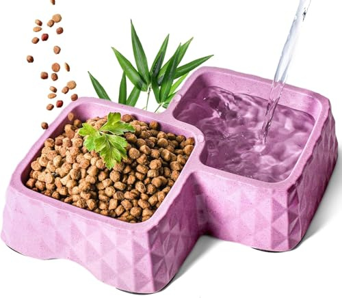 ne&no® Bambus-Doppelnapf rutschfest für Katzen und kleine Hunde -bis 400g Futter + 350ml Wasser Inhalt- Katzen Fressnapf - Hundenapf Bambus - Trinknapf Katze