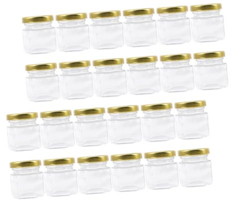 MOLUCKFU Pots à Confiture de 45ml Lot de 24 en Verre Bocaux Hexagonaux Couvercle Hermétique Faciles à Visualiser, pour Miel, Conserves Cuisine