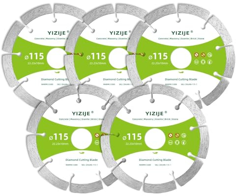 YIJIZE 5x 115mm Diamanttrennscheiben, Universal Trennscheibe für Beton, Stein, Ziegel, Granit, Baumaterialien, Naturstein, Trocken und Nassschnitt