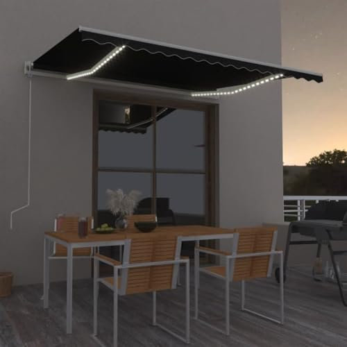 Gecheer Tenda Automatica con Sensore Vento e LED 400x300 cm Antracite,Tenda,da Sole,Retrattile,Tenda da Sole per Balcone,Esterno,Patio,Tenda Balcone,Tenda Esterno Sole,Tenda da Sole a Muro,P3068914