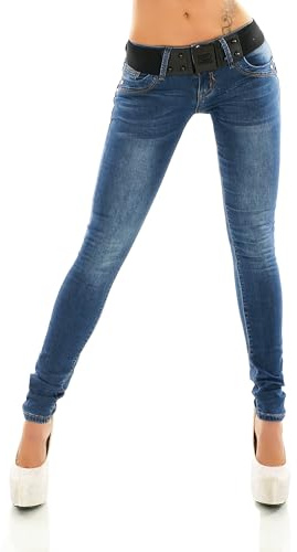 Zeralda Fashion Jeans da donna, pantaloni skinny slim fit, stretch denim, push up, cintura XS-XL, S