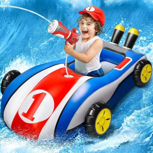 FYDTOP Pool Floats Toys for Kids with Water Gun - Inflatable Ride-on Pool Toys for Kids Ages 3-8, Toddler Pool Float, Summer Outdoor Water Pool Games Toys for Boys and Girls