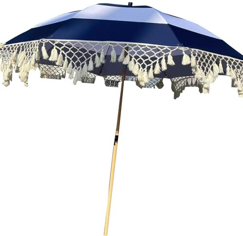 JTPMYFT Ombrellone da Esterno con Nappe, palo e Stecche in Legno con Protezione UPF50, inclinazione con Pulsante, con Borsa for Il Trasporto, Adatto for Patio, Spiaggia e Giardino.