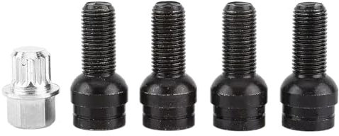 BASPHHH Bulloni Cerchio Compatibile con A3 A4 A5 M14x1,5 i Dadi antifurto per Ruote in Lega di Acciaio Inossidabile Nero