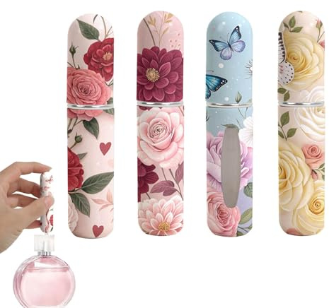 BRITIVIVE Parfümzerstäuber 4 Stück Perfume Travel Bottle Parfümzerstäuber Nachfüllbar Mini Parfüm Zerstäuber Parfüm Abfüller für Flugreisen Urlaub, Camping, Business (5ml)