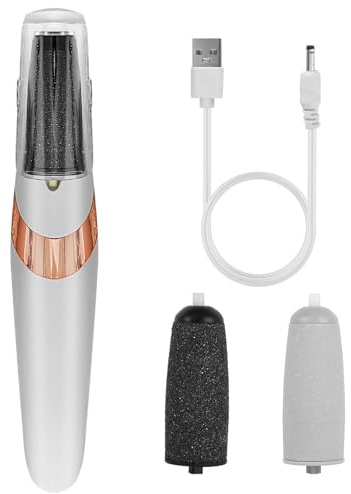 Electric Foot File Hard Skin Remover for Feet USB Rechargeable Callus Removers Pedicure Tool Sets 2-Speed Waterproof with 2 Rollers Foot Care for Dead Skin Dry Cracked Heels Professional Remove White