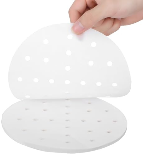 100 Pcs Steamer Liner 7 Inch Dumpling Paper Round Bamboo Steamer Paper with Holes Parchment Papers for Steamed Buns Dumplings