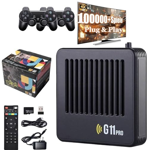 Retrowave G11 Pro 4K Console Di Gioco Retrò Game Box 120000 Giochi, Plug And Play Video Game Stick HDMI Con Doppio Controller Wireless, Console Retrowave,Black/A-128G/70000 Games