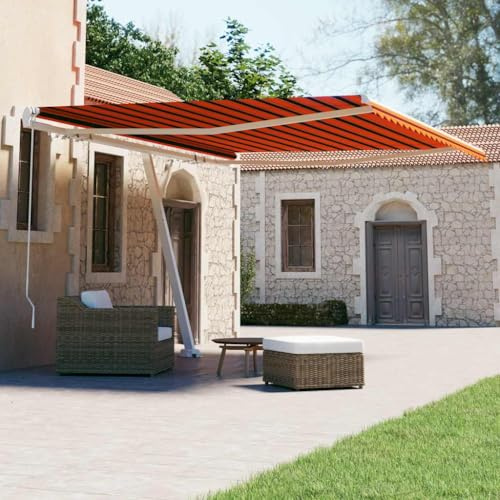 Markise Sonnensegel Klemmmarkise,Standmarkise Manuell Einziehbar 400x300 cm Orange/Braun,Für Outdoor Terrasse Balkon,Einfache Montage Ohne Bohren