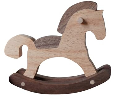Schaukelpferd Deko Für Den Schreibtisch | Sammlerstück Miniaturmodell Deko | Kleines Holz Schaukelpferd Spielzeug | Für Home Office Schreibtisch Bücherregal Fensterbank Nachttisch Puppenhaus Geschenk