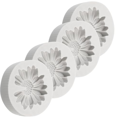 Hemobllo Stampo in Silicone 4 Pezzi a Forma di Margherita e Crisantemo Grigio per Creazioni Artistiche Resina e Profumi Naturali