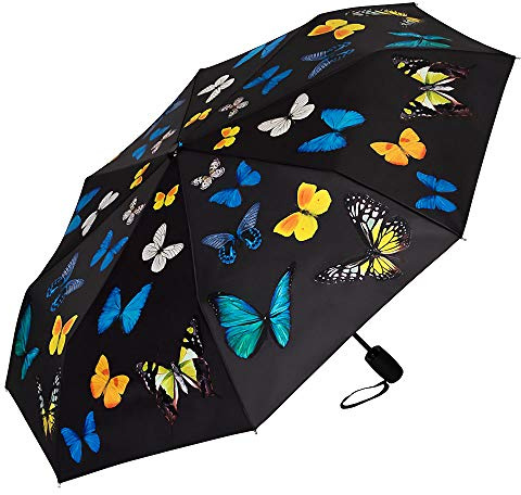 VON LILIENFELD Paraply Miniparaply Vindtätt Automatisk Öppning och Stängning Fickparaply Kompakt Motivparaply fjärilar dans Butterfly