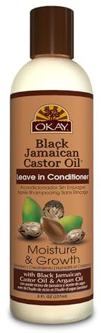 OKAY Black Jamaican Castor Oil Leave In Conditioner - Hair Moisturizer For Women And Men, Natural Hair Product For Hair Growth, Curly Hair Grease For Smooth, Moisturized Hair - 8 Oz (Pack Of 1)