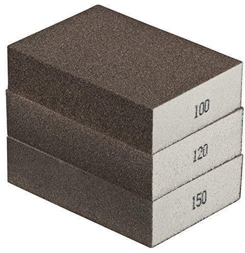 Schleifschwamm MITTEL 3er-Set I DIY Körnung 100 & 120 & 150, für verschiedene Materialien geeignet I hochwertiger Handschleifklotz Schleifklotz Schleifblock Handschleifer