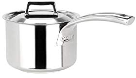 Sitram 711662 Casserole Acier Inoxydable qualité Professionnelle SAINT GERMAIN Ø16 cm / 2 L - Fabriquée en FRANCE - tous feux dont induction - Couvercle et Manche en inox, Argent