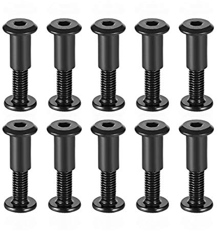 sourcing map 10Sätze Schraubsäule 5/16(8mm) Außen M6x20mm Festigung Kohlenstoffstahl Schwarz