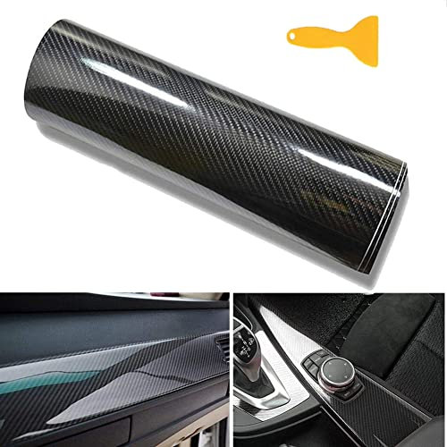 BangShou Autofolie Carbon Folie 6D Autofolie 300 x 30cm Vinyl Wrap DIY Auto Folie mit Luftkanäle Verdickt Dekorative (Schwarz 6D)