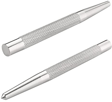 Utoolmart Lot de 3 poinçons centraux moletés chromés avec tige ronde conique
