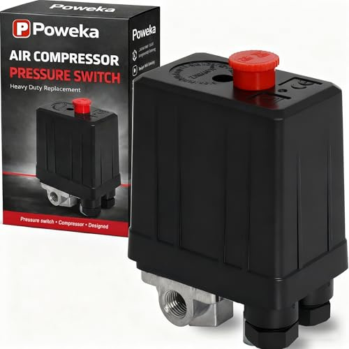 Druckschalter Kompressor, Druckschalter-Steuerventil Luftkompressor, Druckschalter für Luftkompressor für Schnellen Druckabbau 90-120PSI 240V von Poweka