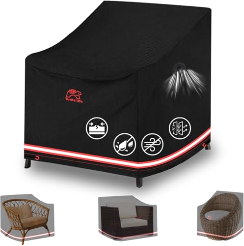 Turtle Life Turtle Life Housse de Canapé de jardin, Patio Housse de canapé simple, Protection pour Fauteuil Extérieur, Imperméable, coupe-vent, tissu Oxford, Noir, 94 x 102 x 76 cm