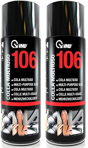 Pegamento Spray Vmd 106 multiusos con válvula ajustable, pegamento en bomba ideal para goma, espuma, material sintético, moqueta, tela, madera, papel, aerosol aerosolo, 2 piezas x 400 ml