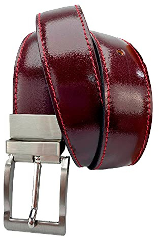 MÁRQUEZ CINTURONES Ceinture réversible pour homme de 35 mm en cuir | Cuir véritable | 35 mm, bordeaux, 110