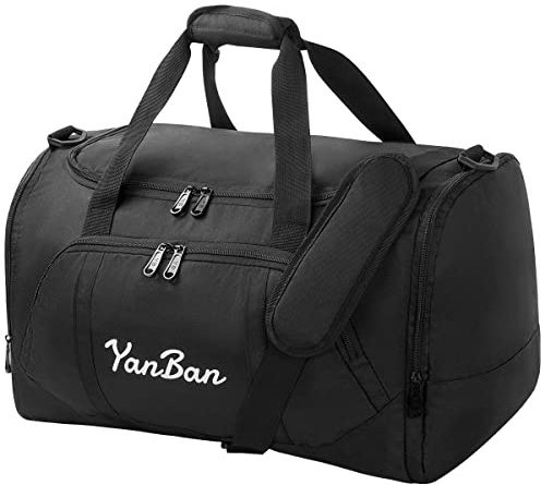 WuYan Sac de Sport pour Homme ou Femme, fourre-Tout de Voyage, Week-End, Gym, Fitness, actionnement, extérieur, entraînement (Noir)