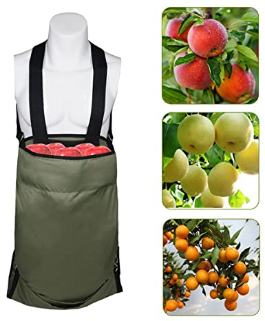 DXDUS Erntepflückschürze, Apfelpflückbeutel für einen Obstgarten, wasserdichte 600D-Oxford-Gewebe, Aufbewahrungstasche für Outdoor, Bauernhof, Garten, robust und verstellbar, 2 Stück