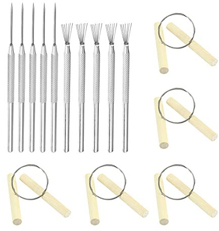 YWNYT Wire Clay Cutter with Wood Handle, Clay Needle Tools Ceramic Detail Tools, 15pcs Pottery Sculpting Tool Clay Modeling Tool Set for Clay Ceramic Art Sculpture Cutting