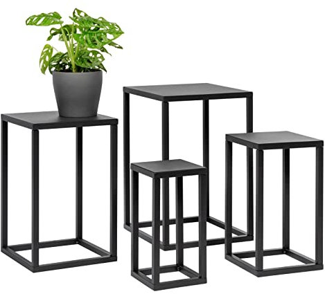 bremermann Blumenhocker 4er-Set, Metall-Pflanzenständer, moderne Blumensäule ideal für Wohnzimmer, Flur und Büro, stabiles und platzsparendes Regal für Dekoration und Zimmerpflanzen