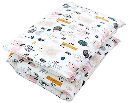 TupTam Set di Piumone Fantasia per Bambini Tutte le Stagioni Cuscino Piatto 2 pz., Boschi/Beige, 135x100 cm