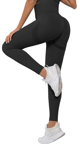 Merlvida Scrunch Butt Mallas opacas para mujer, cintura alta, sin costuras. Diseño push-up, estilo Boom Booty. Pantalones deportivos con control de abdomen, para yoga, fitness y entrenamiento, S