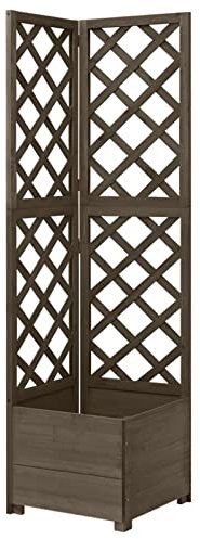 Festnight Eck-Spalier mit Pflanzkasten Blumenkasten Balkongeländer Blumenkasten Mit Rankgitter Rankgitter Mit Pflanzkasten Grau 40x40x150cm Massivholz Tanne