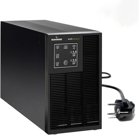 Tecnoware Power Systems – EVO DSP Plus 800, USV 230V, 94% Effizienz, Online-Technologie VFI, Mikroprozessorgesteuert, USB- und RS232-Anschlüsse, Erweiterbar, Büro & Heim, 800 VA