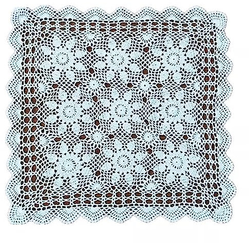 GIVBRO Mantel de encaje cuadrado, manteles individuales de flores de ganchillo, posavasos de encaje rústico, tapete para jarrón para decoración de sofá, fiesta de boda, color blanco