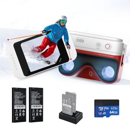 KanDao 3D-Kamera, 3D Sofortbild-Digitalkamera, 180 Grad stereoskopische Kamera, 3D-Videokamera für VR-Gerät mit 2,54-Zoll-Touchscreen, QooCam EGO, Weißes, Reise-Kit