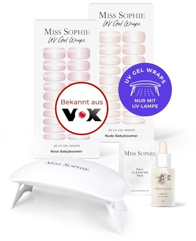 Miss Sophie Kit de démarrage UV original I Films autocollants UV pour ongles I Autocollants pour ongles en Rose Babyboomer & Nude Babyboomer I Pas d'écaillage I Longue tenue I Application rapide et