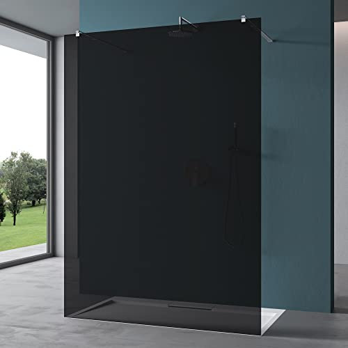 Mai & Mai Box Doccia Walk-In 80x200cm, Parete Doccia in Vetro Grigio 8mm Vetro di Sicurezza ESG con 2 Bracci Sostegni Telescopici MMBR3