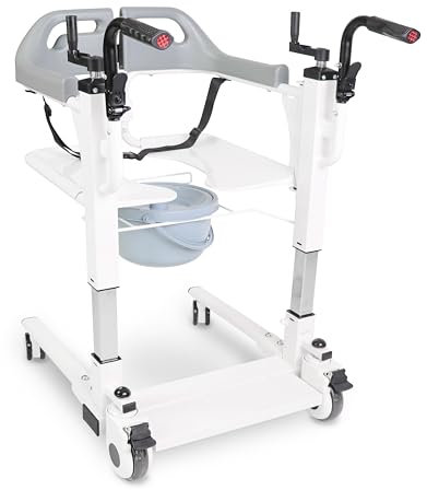 KMINA Sedia di Trasferimento per Disabili e Anziani (Sedile 58 cm), Comoda con Ruote Larghe, per WC e Bagno, Non Adatta per Doccia