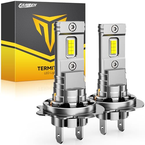 FAHREN H7 Light Bulbs 6500K White,Super Bright H7 Fog Lights, Real 1:1 Mini Size with Fan, Non-polarity, No Adapter Required, Canbus ready, IP68, Pack of 2