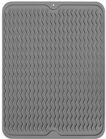 Tappetino da sgocciolatura in silicone,40x30 cm,con vaschetta di raccolta, Tappetino asciuga stoviglie per piatti e frutta,Tappetino lavello,Base antiscivolo,Tappetino da caffè.