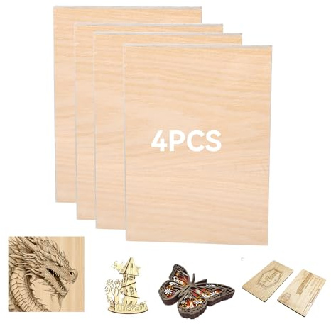 4pcs A4 3mm D’Épaisseur Contreplaqué Vierge, Gravure Laser Découpe Cnc 3 Couches Feuilles de Bois Non Finies 297X215mm (A4), pour L’Artisanat, Modèles de Bricolage (#03 Red Oak)