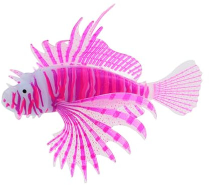 HANABASS Künstliche Lionfish Dekoration Für Aquarien Realistisches Leuchtendes Silikonfisch Ornament Leuchtenden Farben Aquariendekoration Für Lebendige Unterwasserlandschaften