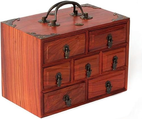 Große Kommode Valet Box Schmuckschatulle für Herren mit großer Schmuck-Organizer-Box, Schmucktruhe mit Vintage-Griff, Schmuckschatullen aus Holz, Aufbewahrungsbox für Damenschmuck, Geschenk für