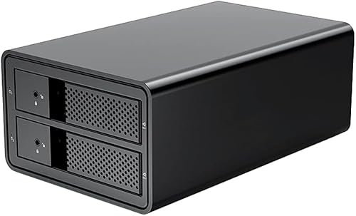 Disque Dur Externe, Station d'accueil pour Disque Dur Raid USB 3.0 à 2 Baies 3,5 Pouces SATA Boîtier de Disque Dur en Aluminium Adaptateur Secteur 36 W Boîtier de Disque Dur Disque