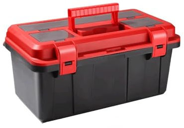 FUHAI-666 Werkzeugkoffer Rote Hardware-Werkzeugkiste, Haushalts-Schraubenteile-Aufbewahrungsbox, tragbare Elektriker-Box, Auto-Wartungsbox, Notfallbox for den Außenbereich Werkzeugkästen