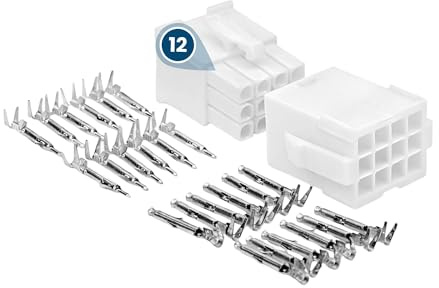 Kalitec KALI-1812 Mini-Universal MATE-N-LOK Set 12-polig Steckverbinder | 10,5 A Elektrikstecker für Beleuchtung & Leiterplatten, Polyamid 6.6, 600 VAC/VDC, Rastermaß 4,14 mm, Weiß, AWG 30-16