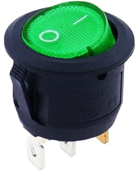 PDFEswm 1 pièces 12v LED Interrupteur 20A 12V Interrupteur d'alimentation Voiture Bouton lumières Marche/arrêt 3pin Rond Interrupteur à Bascule(Green,220V)