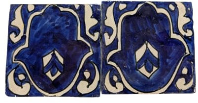 Lot de 2 tuiles de mosaïque marocaine Zellige | Paire | Motif Fatima F | 10 cm